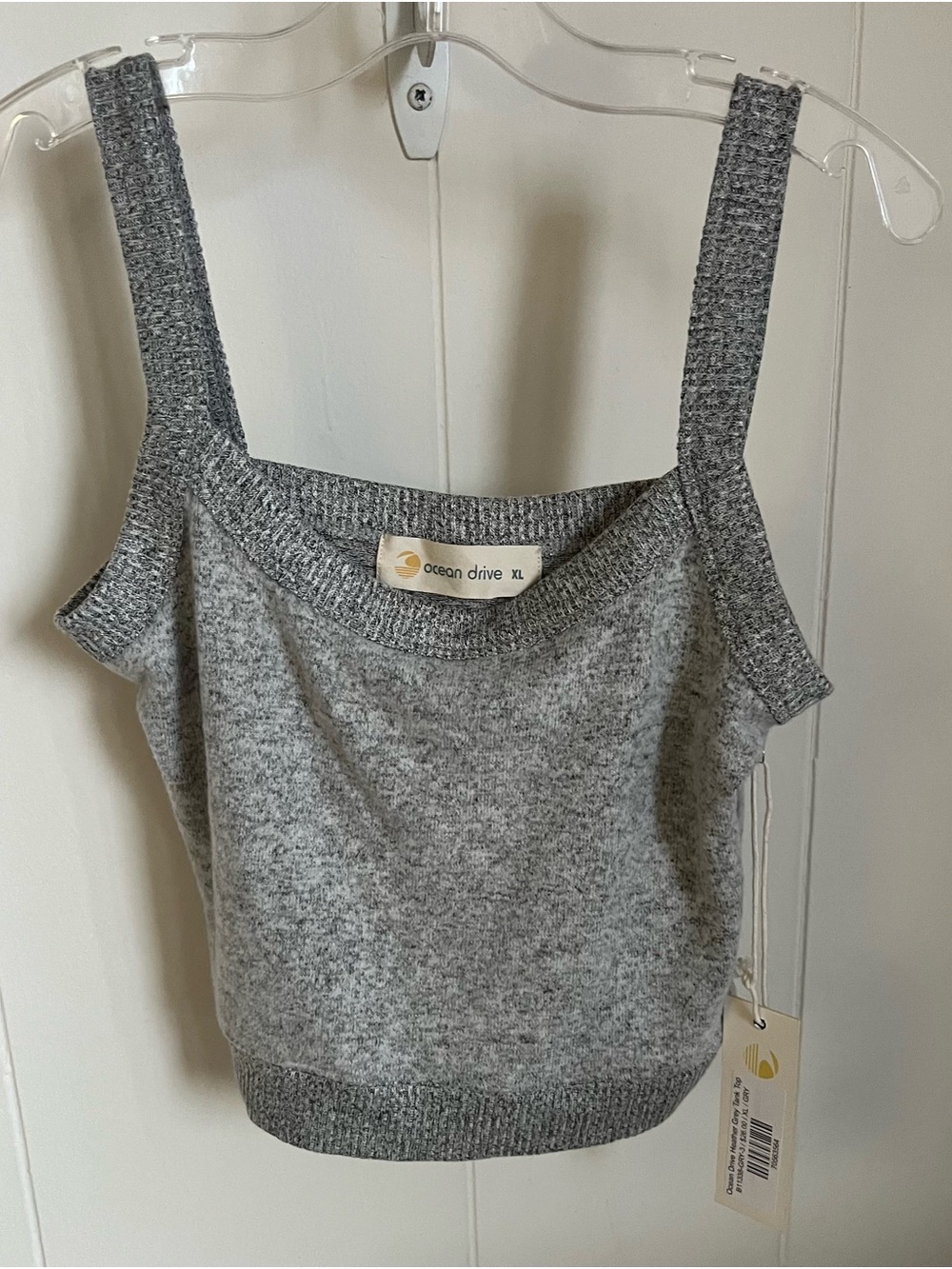 Ocean Drive Heather Grey Binding Tank Top